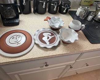 Stepehen Pearce entire set of dishes, Irish Art studio Redware clay from studio in Shanagarry Ireland- cork county. Beautiful set in perfect condition