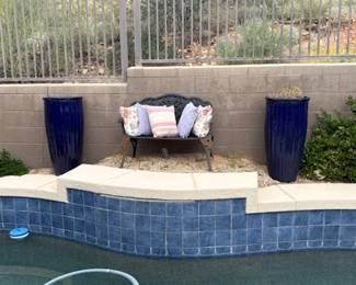 Heavy outdoor bench seat and side planters