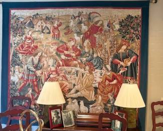 Tapestry approx 95' x 106" LES ROPAS CHAMPETRE-The Country Feast. Excellent condition.