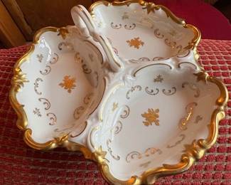 Vintage Reichenbach German porcelain 3 section serving dish