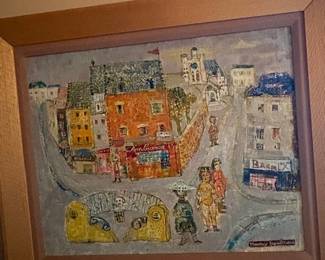 Artwork STREET SCENE - Maurice Boulnois- French Artist- 21" x 18"