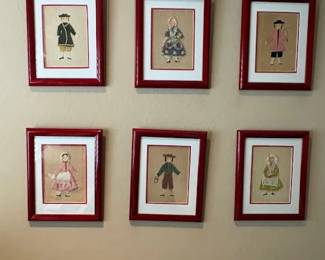 Framed pieces of folk art- Pennsylvania Dutch pinprick artwork- sold as set or individually