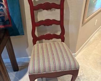 Provincial french ladder-back chair in antique red finish- 6 available