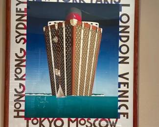 Original vintage "A JOURNEY THROUGH TIME" Louis Vuitton , created by the Artist RAZZIA, this is a signed. Made in 1991 to promote Louis Vuitton's luggage sales and travel.