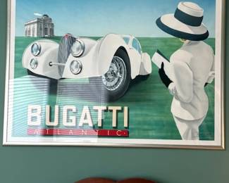 Bugati framed art lithograph. 45" x 60" signed