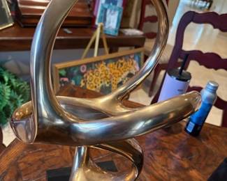 Poloished bronze abstract sculptre- by ANTONIO KIEFF- On black base