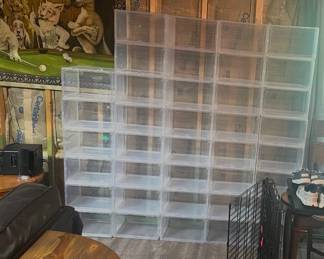 Acrylic plastic shoeboxes, stackable, space-saving clear containers - great display for shoes or a collectible