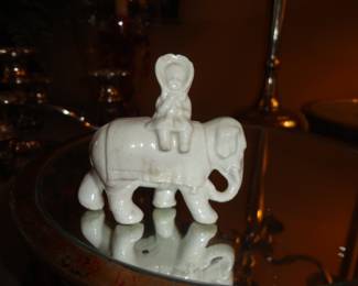 Chinese Porcelain Elephant & Baby Child/ What does this mean? Happiness and good fortune peace blessings and a gentle spiritual tone. A charming good-luck piece!!