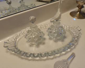 L.E.Smith Glass Tray and Perfume Bottles