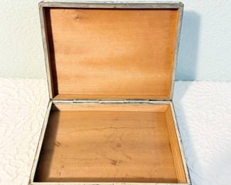 Lot #66 Vintage Enamel Decorative Box – Hand-Painted Floral & Bird Motif, Hinged Lid