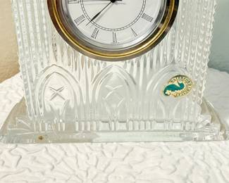 Lot #64 Waterford Crystal Westminster Mantel Clock – Cut Crystal with Roman Numerals