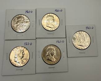 Lot #88 1963-D Franklin Half Dollar Lot | 90% Silver U.S. Coins | Collector Group | Estate Collection