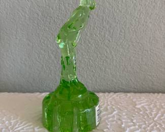 Lot #55 Rare Uranium Glass Venus or "Bashful Charlotte" Flower Frog – Vaseline Glass Figural Flower Frog
