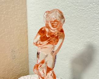 Lot #62 Art Deco “Bashful Charlotte” Pink Glass Flower Frog – Figural Design