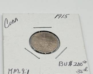 Lot #167 1915 Cuba 1 Centavo Coin – Early Cuban Republic Copper Coin | Historic Caribbean Currency | World Coin Collector Piece