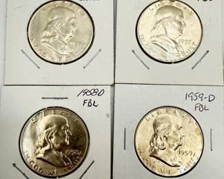 Lot #83 Franklin Half Dollar Collection (1955–1963) | Denver Mint 90% Silver | Collector-Noted FBL | Estate Coin Lot
