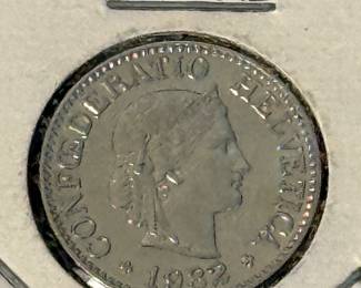 Lot #70 Swiss 1932-B 10 Rappen Coin – Bern Mint – Collector-Annotated “Reverse Date” Study Piece