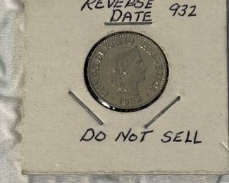 Lot #70 Swiss 1932-B 10 Rappen Coin – Bern Mint – Collector-Annotated “Reverse Date” Study Piece