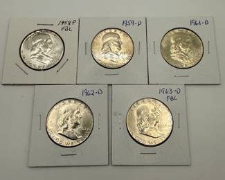 Lot #871963-D Franklin Half Dollar Group | 90% Silver | Collector-Noted FBL Examples | Estate Coin Lot