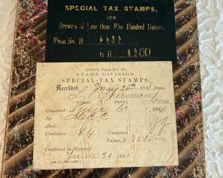 Lot #21 19th-Century U.S. Revenue Record Books – Brewers & Cigar Tax Stamps (1880s)
