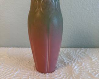 Lot #369 Roseville Pottery Vase XXX 237-3 – Pink & Green Matte Glaze – Art Pottery