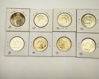 Lot #83 Franklin Half Dollar Collection (1955–1963) | Denver Mint 90% Silver | Collector-Noted FBL | Estate Coin Lot
