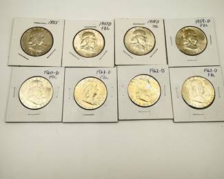 Lot #83 Franklin Half Dollar Collection (1955–1963) | Denver Mint 90% Silver | Collector-Noted FBL | Estate Coin Lot