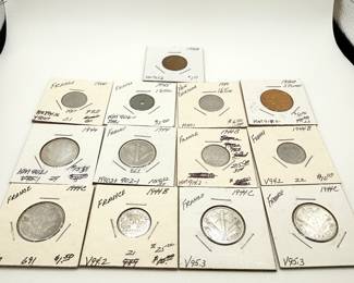 Lot #182 Vintage French Coin Collection – 1944–1950 France Francs & Centimes | WWII & Liberation Era World Coins