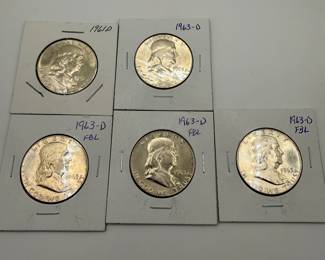 Lot #87 1963-D Franklin Half Dollar Group | 90% Silver | Collector-Noted FBL Examples | Estate Coin Lot