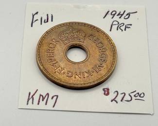 Lot #162 1945 Fiji Penny Coin (KM#7) – King George VI – British Colonial Issue – World Coin Collectible
