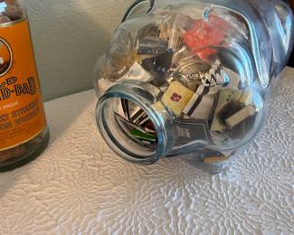 Lot #42 Vintage Bar Décor Bottles & Matchbook Collection – Old Grand-Dad Bottle, Piggy Bank & Decanter