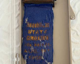 Lot #25 1906 Republican State Convention Delegate Ribbon – Des Moines, Iowa and 1935 Midwest Republican Conference Delegate Cert