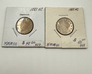 Lot #95 Pair of 1883 No Cents Liberty Head V Nickels | Historic Early U.S. Nickel Coins