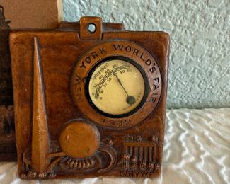 Lot #379 1939 New York World’s Fair Memorabilia – “Sights, Scenes and Wonders” Book & Souvenir Thermometer