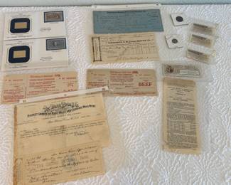 Lot #19 Antique American Ephemera Lot – Railroads, Banking & WWI Ration Documents