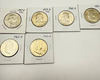 Lot #85 Franklin Half Dollar FBL Set (1957–1963) | Denver Mint 90% Silver | Collector-Noted Full Bell Lines | Estate Coin Lot