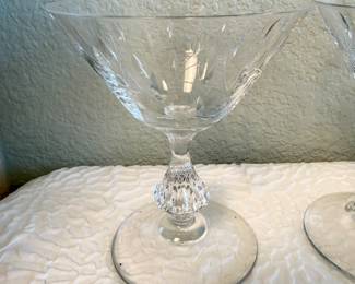 Lot #352 Duncan & Miller Cut Crystal Coupe Glasses – Set of Five Vintage Cocktail & Champagne Stems
