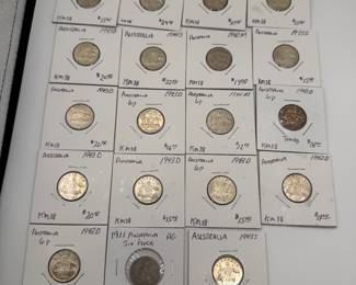 Lot #141 Vintage Australia Coin Collection – Silver Sixpence & Wartime Issues | British Commonwealth Estate Coins