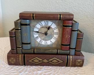 Lot #383 Vintage Desk & Office Décor Lot – Book Clock, Wood Organizer, Gavel Set & Black Cat Figurine