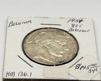 Lot #159 1954 Belgium 50 Francs Silver Coin – King Baudouin I – World Silver Coin – KM#136.1