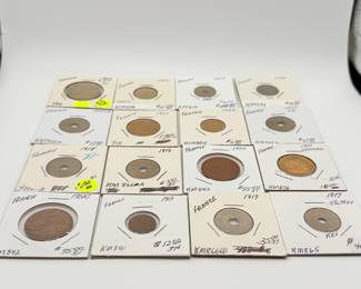 Lot #177 Vintage French Coin Collection Estate Lot – France Francs, Centimes & Holed Coins (1900s–1950s) | Historic European Cur