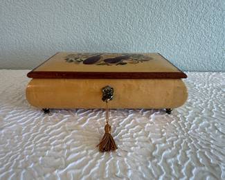 Lot #27 Hand-Painted Wooden Keepsake Box with Musical Instrument Motif