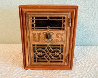 Lot #384 Vintage Locking Post Office Box Bank – USPS Mailbox Door Style Savings Bank