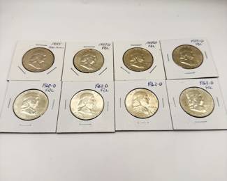 Lot #83 Franklin Half Dollar Collection (1955–1963) | Denver Mint 90% Silver | Collector-Noted FBL | Estate Coin Lot