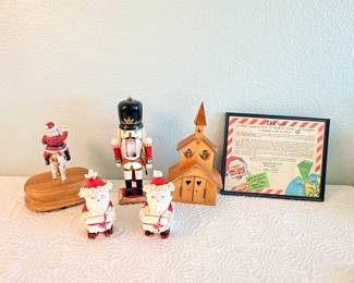 Lot #362 Vintage Christmas Décor Lot – 1950s Napco Spaghetti-Trim Santa, Nutcracker & Holiday Figurines