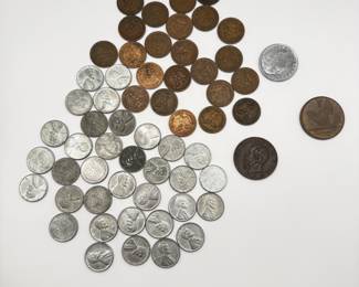 Lot #81 Mixed Coin Collection | U.S. & World Coins | Wheat Cents, WWII Issues, European & Latin American Coins | Estate Lot