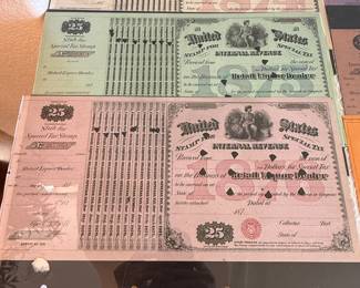 Lot #22 Antique U.S. Liquor Dealer Tax Certificates – Internal Revenue Special Tax Stamps