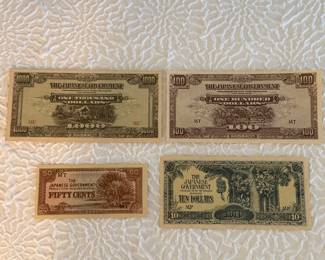Lot #6 World War II Japanese Occupation Currency – Group of Mixed Denominations - Philippines, Malaya -Today Malaysa & Singapore