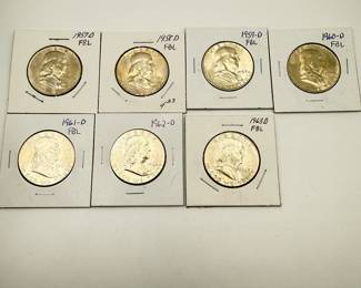 Lot #85 Franklin Half Dollar FBL Set (1957–1963) | Denver Mint 90% Silver | Collector-Noted Full Bell Lines | Estate Coin Lot