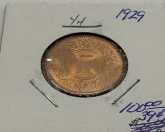 Lot #154 1929 Japan 1 Sen Bronze Coin – Showa Era Japanese World Coin | Imperial Japan Estate Find